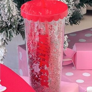 White Fox Boutique Red Glitter Tumbler